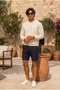 Knitted Long Sleeve Ecru Men's Sweatshirt - 4