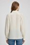 Boss Women Pointed Collar Long Sleeve Solid Shirt, Ivory - 4