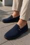 Cryb + Men's + Black + Navy Blue + Checkered + Linen + Slip on + Casual Shoes