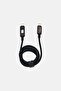 LED Braided USB-C to USB-C Charging And Data Cable, Black - 3