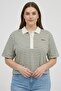 Women Spread Collar Short Sleeve Stripe Polo Shirt, Multicolor