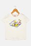 Kids Girl Crew Neck Short Sleeve Graphic Print Top, Cream - 2