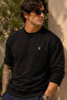 Knitted Long Sleeve Black Men's Sweatshirt - 6