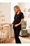 New Season Black Polka Dot Double Breasted Breastfeeding Friendly Design Short Sleeve Maternity Pajama Set - 6