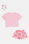 Kids Girls 3 Pieces Floral T-Shirt And Shorts With Iron On Badges Set, Pink - 3