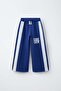 Children's Cotton Blue Stripe Detailed Wide-Leg School Sweatpants