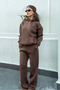 Women's Brown Tracksuit Set (Sweatshirt & Sweatpants) (80% Cotton)