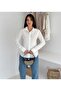 Women's 100% Cotton Waist Cuffed Hidden Button Long Sleeve Classic Oval Skirted Shirt - 2