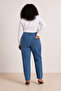 Women's Plus Size Dark Blue Mom Jeans - 3
