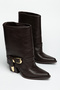 Women's Cowboy Boots - Pointed Toe with Buckle and Thick Heel - 5