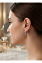 Brass Silver Color Large Zircon Stone Detailed Earrings - 2