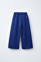 Children's Cotton Blue Stripe Detailed Wide-Leg School Sweatpants - 2