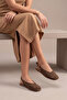 Women's Blunt Toe Open Back Strappy Mary Jane Ballerinas Efisa Light Brown Suede - 4