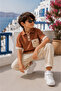 Boys' Summer 2-Piece Set 100% Cotton Short-Sleeve Snap-Up Shirt and Elastic-Waist Pants - 4