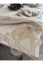Premium Select Beige Lace Detailed Ecru Tablecloth (Napkins Not Included) - 5