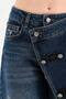 Women's Palazzo Fit Design Jeans with Front Fold and Button Detail - 6