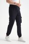 Navy Blue Men's Cargo Pocket Jogger with Elastic Waist at the Bottom