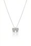 Steel Chain Bow Ribbon Necklace with Stone Detail Ribbon Stylish Elegant Women's Necklace