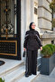 Women's Double Color Stripe Detail Hidden Zipper Suit Black - 2