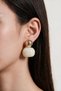 Gold Color Cream Stone Look Geometric Big Dangle Earrings