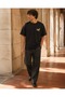 Black Oversize Minimal Pelikan Turntable Printed Design T-Shirt - 3