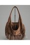 Western Drop Tassel Detailed Real Suede Women's Bag - 2