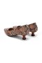 Tan Color Animal Patterned Low Heel Shoes - 5