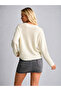 Women's Ecru V-Neck Knitwear Sweater Oversize Comfortable Fit Long Sleeve Daily Basic Knit Sweater - 3