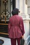 Women's Parachute Detail Waist Tie Set Burgundy - 6