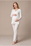 Women's Ecru Lace Buttoned Maternity Pajama Set for Easy Breastfeeding - 2