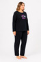 Plus Size Seasonal Great Things Pattern Black Pajama Set - 4