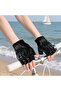 Protected Short Motorcycle Gloves Compliant with the Law Fingerless Gloves Black Cr - 4