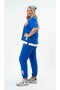 Women's Plus Size Short Sleeve Tracksuit Set with Side Label Detail 8270-26 - 2