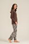 Women's Uzunkol Buttoned Collar Seasonal Pajama Set, Combed Modal Pajama Set with Pockets, 50% Cotton 50% Modal - 7