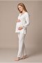 Women's Ecru Lace Buttoned Maternity Pajama Set for Easy Breastfeeding - 3