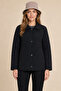 Women's Black Quilted Seasonal Coat & Jacket with Snap Pockets