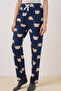 Women's Patterned Pajama Bottoms 1553 - F.Navy Blue - 2