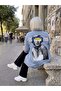Oversize Denim Shirt with Cartoon Print on the Back - Jacket
