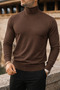 Men's Trendy Winter High-Neck Brown Knit Sweater