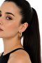 Beige Mineli Gold Hoop Earrings - 3