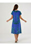 Women's Woven Viscose V-Neck Dress Purple Green Pattern - 2