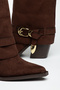 Women's Cowboy Boots - Pointed Toe with Buckle and Thick Heel - 6