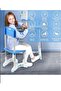 Modern Multi-Function Foldable Ergonomic Study Table Chair Set with Tablet or Book Holder Blue - 4