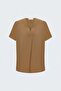 Wide Short Sleeve Blouse - Camel - 3