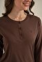 Women's Uzunkol Buttoned Collar Seasonal Pajama Set, Combed Modal Pajama Set with Pockets, 50% Cotton 50% Modal - 5