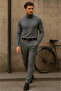 Men's Premium High-Neck Anthracite Knitwear Sweater - 6