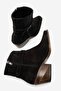 Warpille Women's Genuine Leather Boots Black Suede - 5