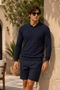 Men's Youth Regular Size Woven Navy Blue Sweater - 2