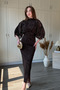 Midi Brown Dress with Cape Sleeve Detail and Glitter Pattern - 4