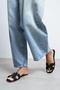 Mavora Black Matte Leather H Band Women's Slippers - 7
